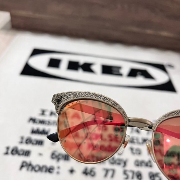 Gucci Sunglasses RARE GG0220S 001 Bronze Frame Orange Gold Mirror Lens 52MM - Picture 12 of 13